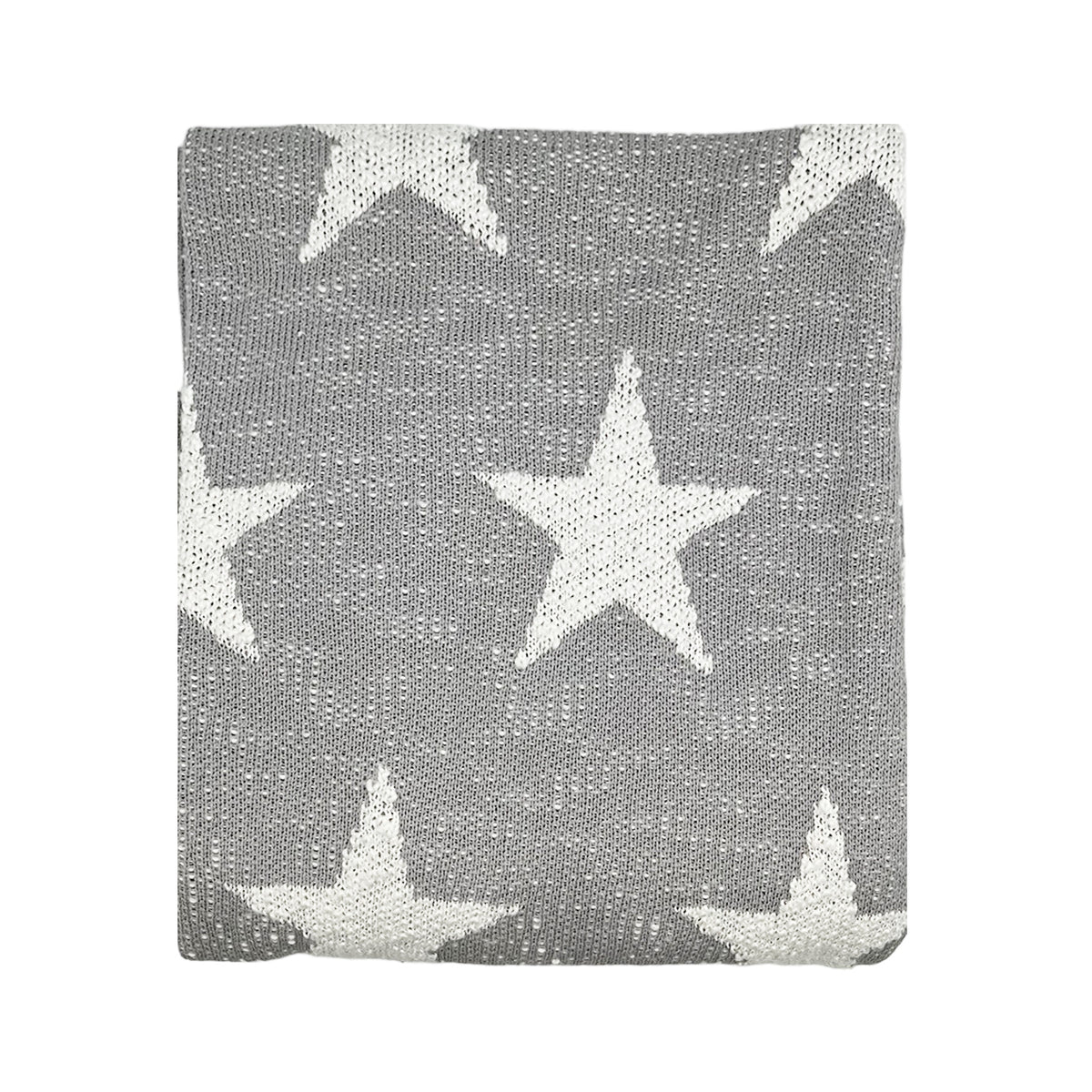 Textured Knitted Star Throw Light Grey