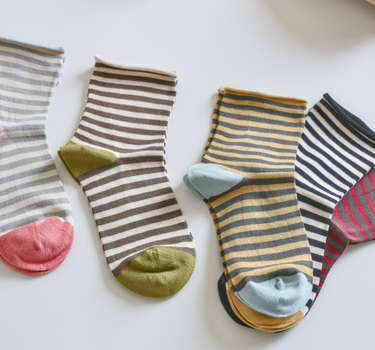Women's Mulberry Silk Socks - Soft, Breathable Striped Socks