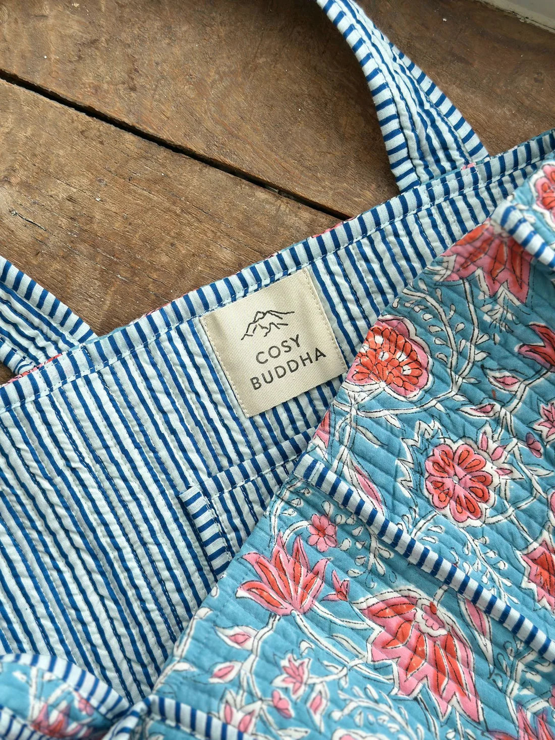 Coral Floral Block Print Tote