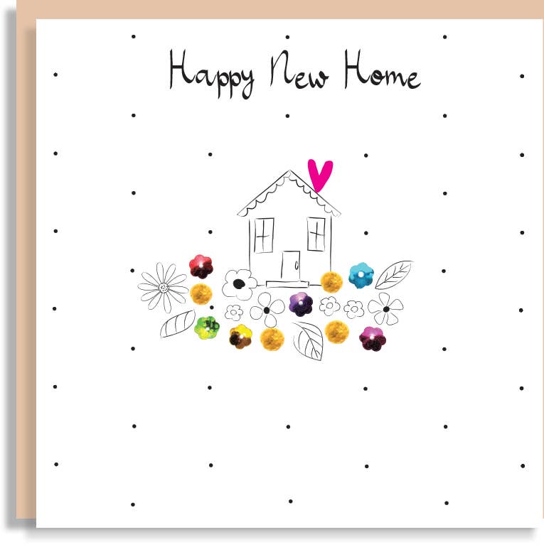 J205 New Home House Love Flowers Hand-Finished Sequin Card
