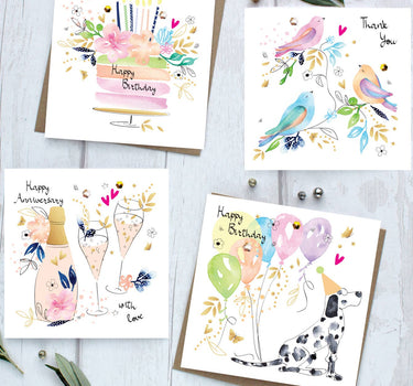 Graduation Floral Rainbow Hand-Finished Sequin Card