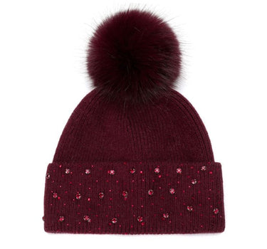 Diamante Knit Faux Fur Bobble Hat