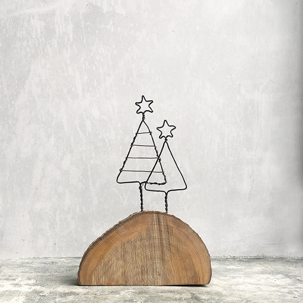 Christmas trees on wood