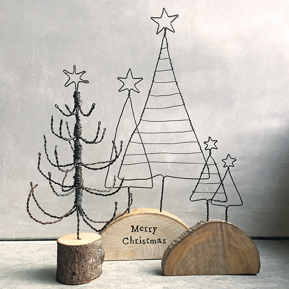 Christmas trees on wood-Merry Christmas