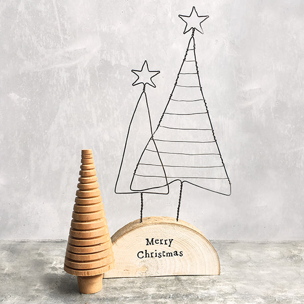 Christmas trees on wood-Merry Christmas