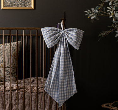 Bow Baby Blue Gingham Fabric Bows