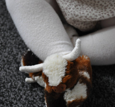 Texas Longhorn Highland Cow Plush Baby Slippers House Shoes