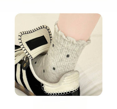 Rufia - Polka Dot Ruffle Edge Mid-Calf Capsule Socks