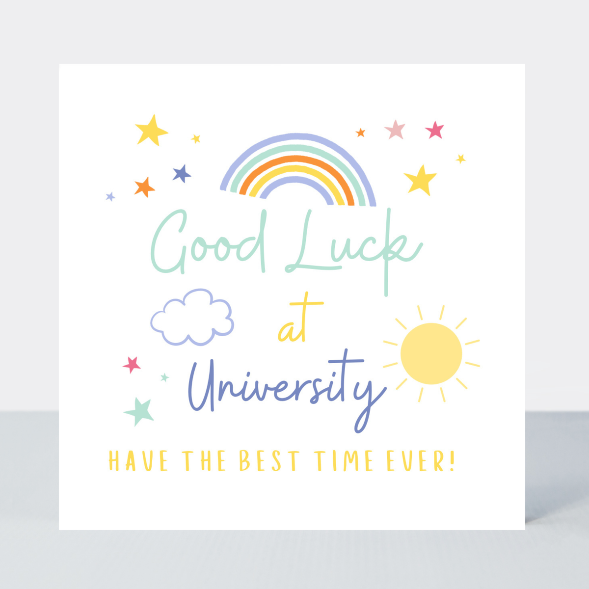 Rainbows Good Luck at University Fun Colourful Card