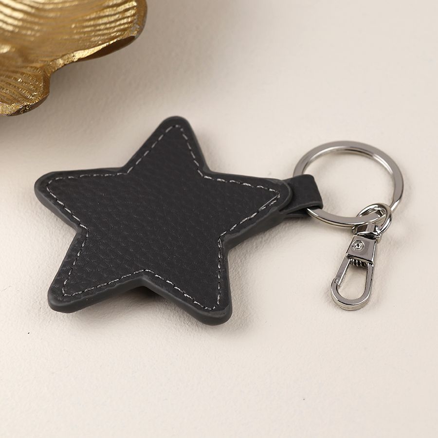 Bronze mix faux leather star keyring