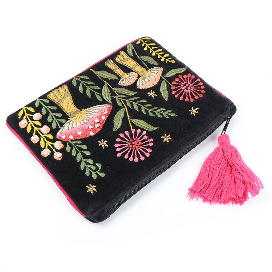 Black velvet midnight scene coin purse