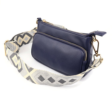 Navy vegan leather cross body bag