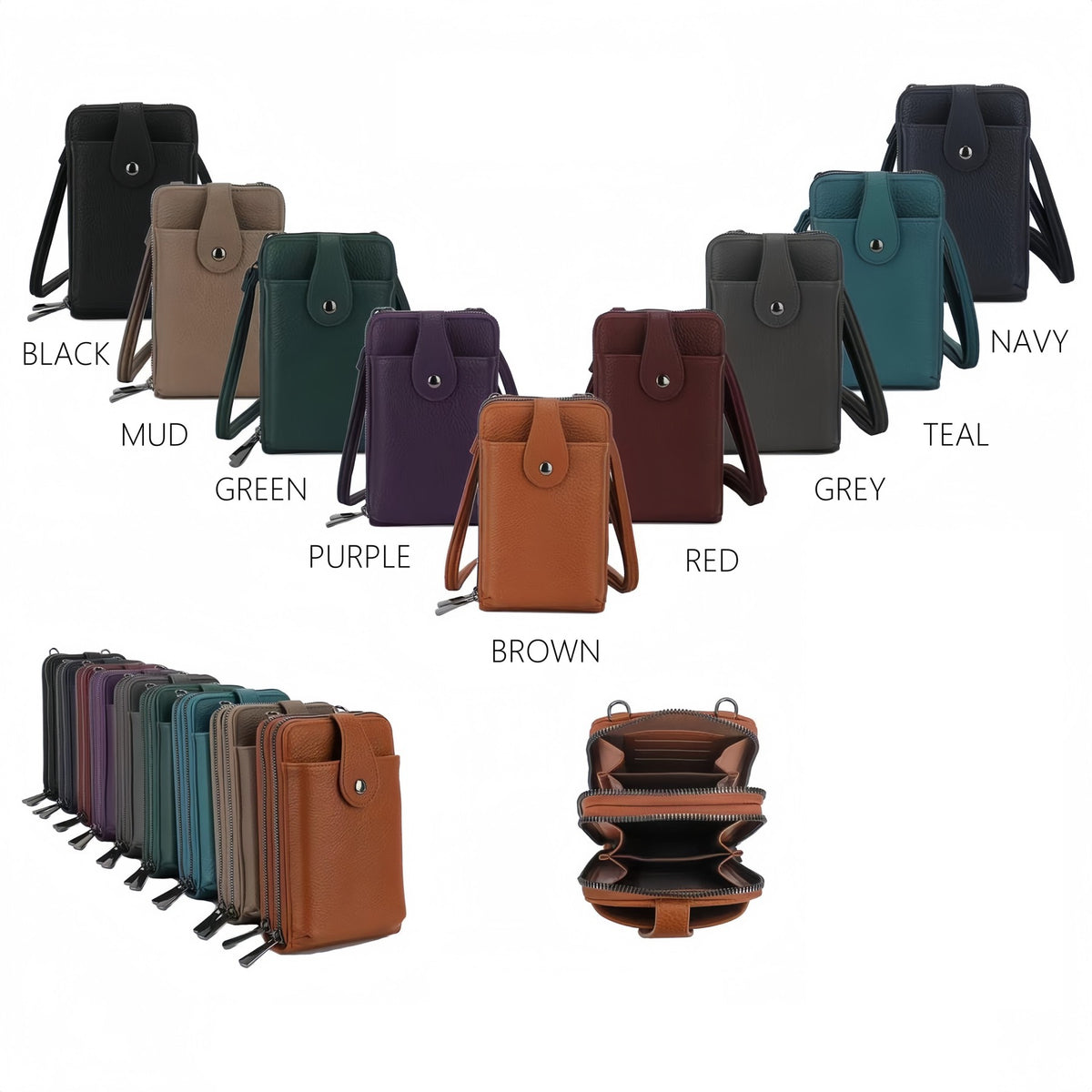 Small Phone Pouch Double Zip Crossbody