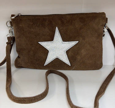 Suede Leather isSilver Star Clutch