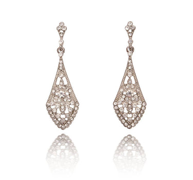 Art Deco Crystal Earrings: Deco Diamante Long Drop Earrings