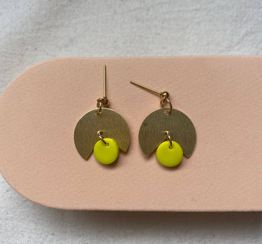 Brass and Clay Dangle Earrings