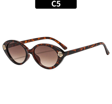Women's Retro Cat Eye Oval Sunglasses With Floral Design