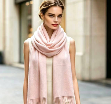 Women's solid-color scarf, fringed stole