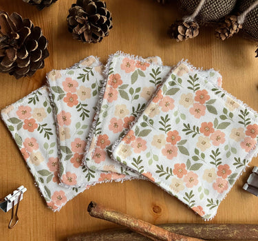 Reusable Face Wipes White Floral Pattern