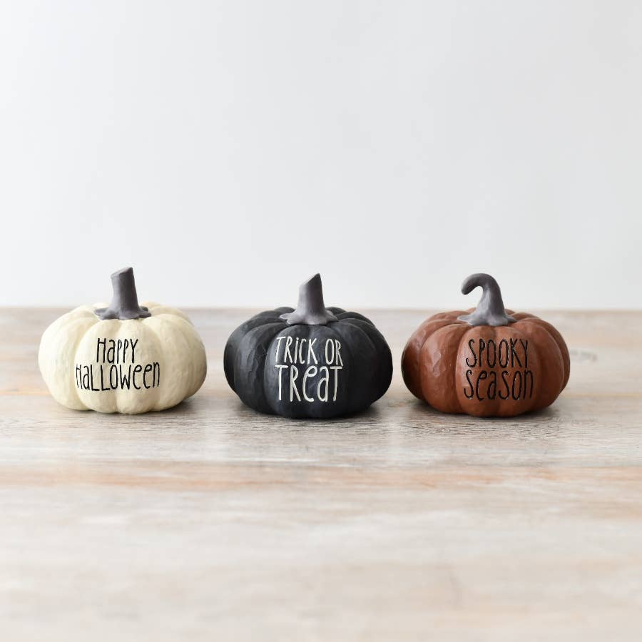 White &#39;Happy Halloween&#39; Pumpkin