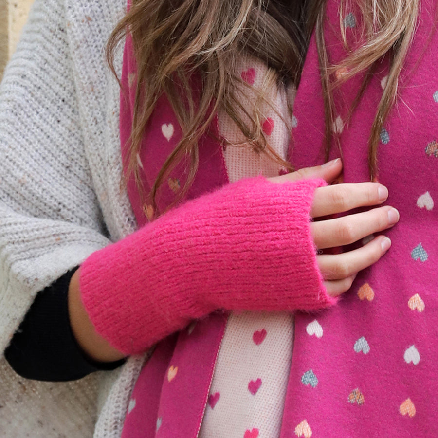 Recycled mix bright pink wrist warmers