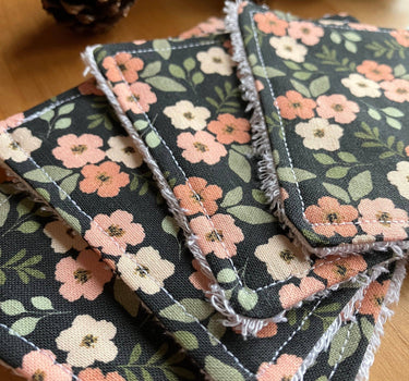 Reusable Face Wipes Dark Floral Pattern