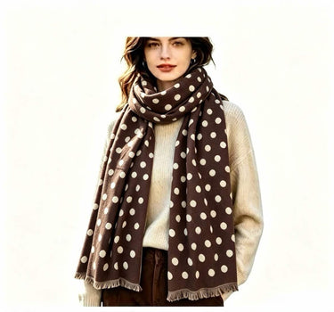 Polka-dot viscose scarf with fine fringes
