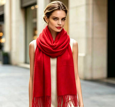 Women's solid-color scarf, fringed stole