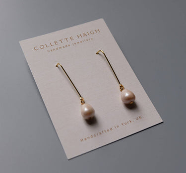 Faux Pearl, Wire Droplet, Handmade Polymer Clay Earrings