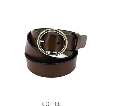 Leather Round Buckle Belt