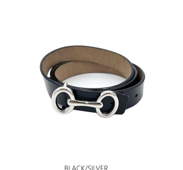 Black Leather Slim Belt