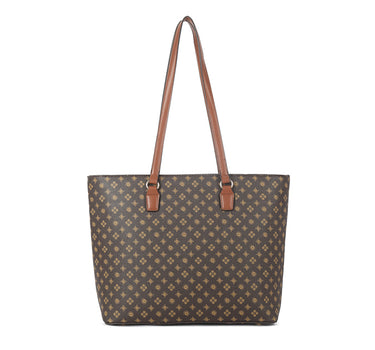 Patterned tote bag in brown