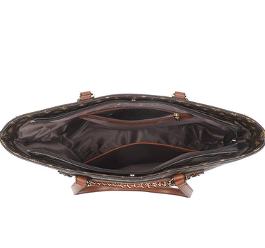 Patterned tote bag in brown