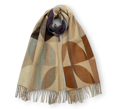 Geometric Circle Reversible Wool Blend Winter Scarf