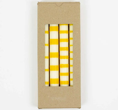 STRIPED Soy candles 4-pack, white/yellow