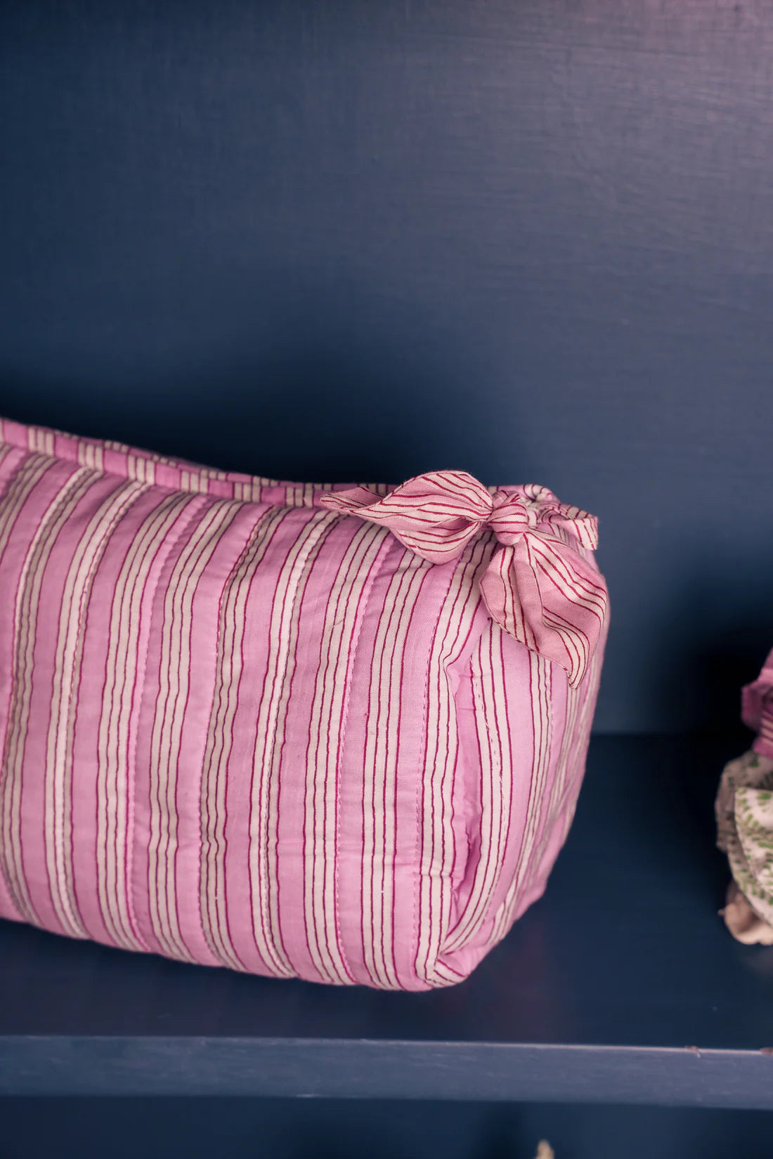 Hand Block Printed Wash Bags rose stripe