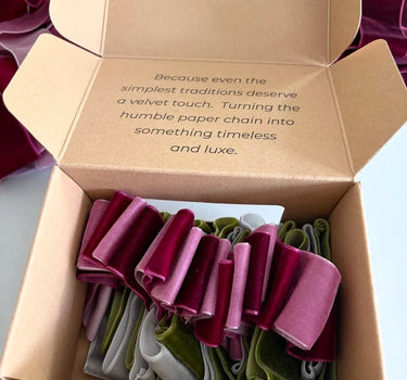 Blush rose, Silver grey, Burgundy and moss. Velvet Ribbon Chain