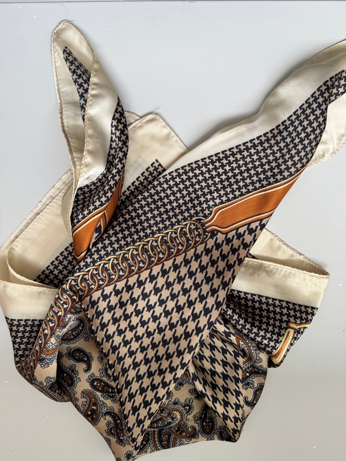 Silk neck scarf mixed print