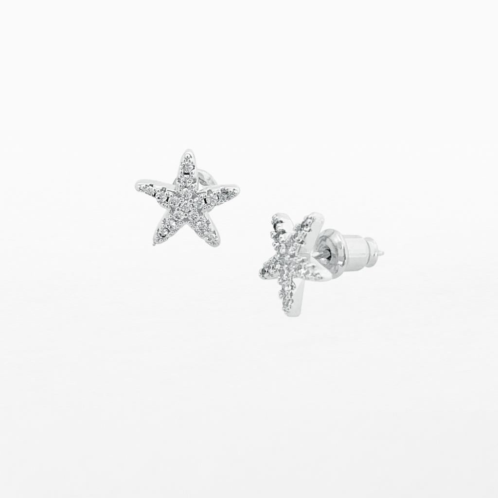 Silver starfish stud earrings