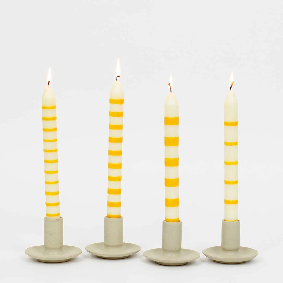 STRIPED Soy candles 4-pack, white/yellow