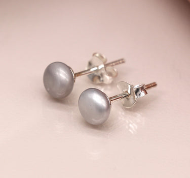 Grey freshwater pearl stud earrings