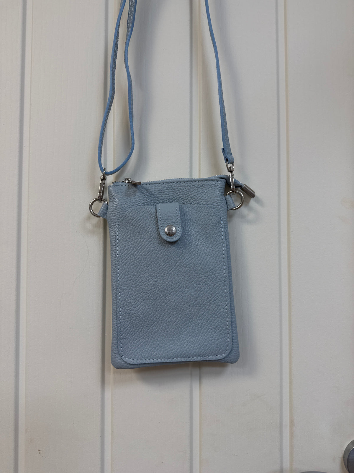 Leather Flat Crossbody with Front Pocket