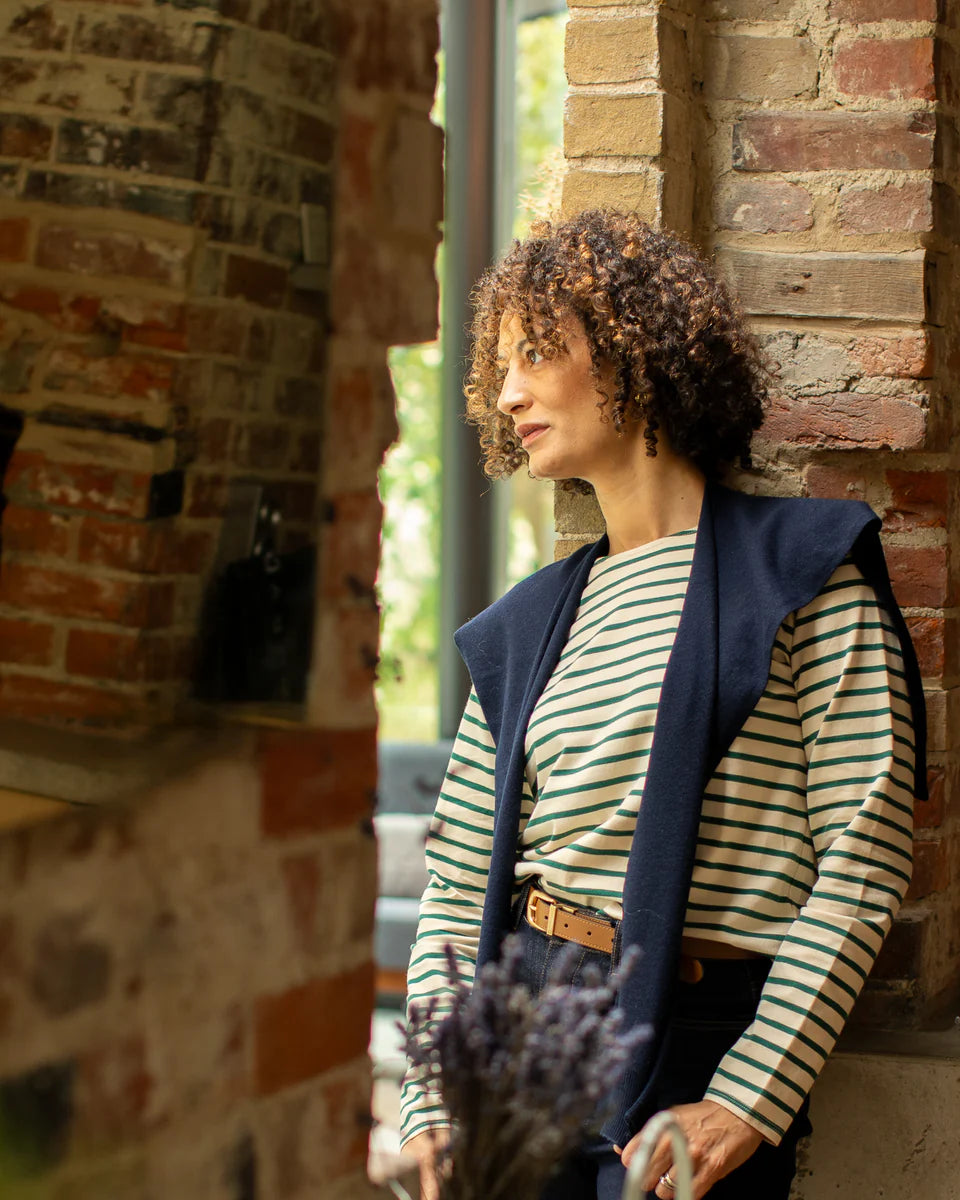 Fleur Stripe Top | Evergreen/Cream