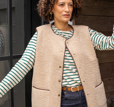 Fleur Stripe Top | Evergreen/Cream