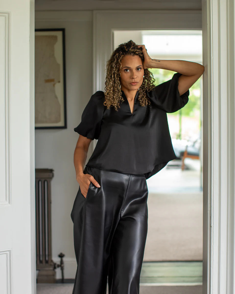 Darcy Faux Leather Trousers | Black