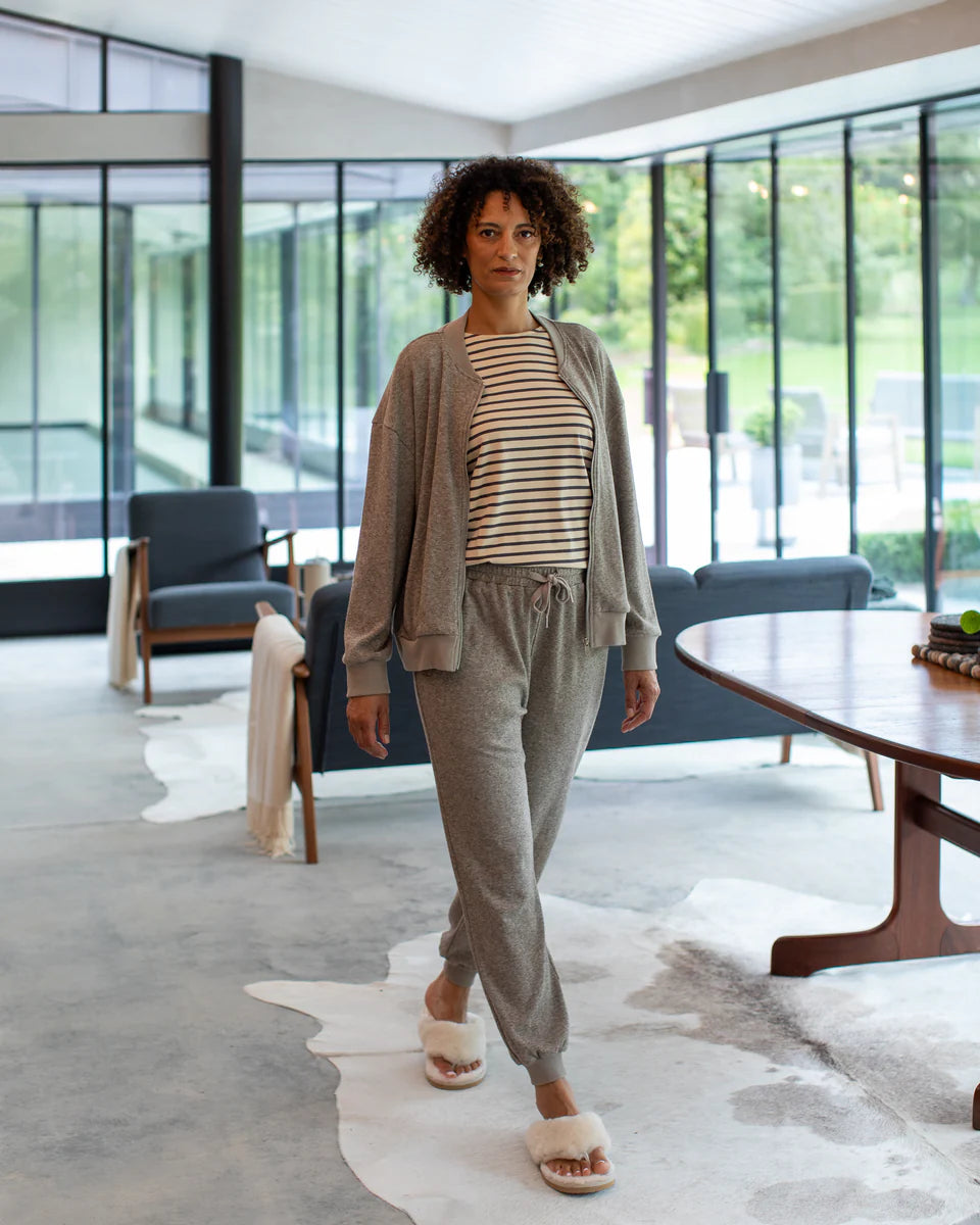Fleur Stripe Top | Grey/Cream
