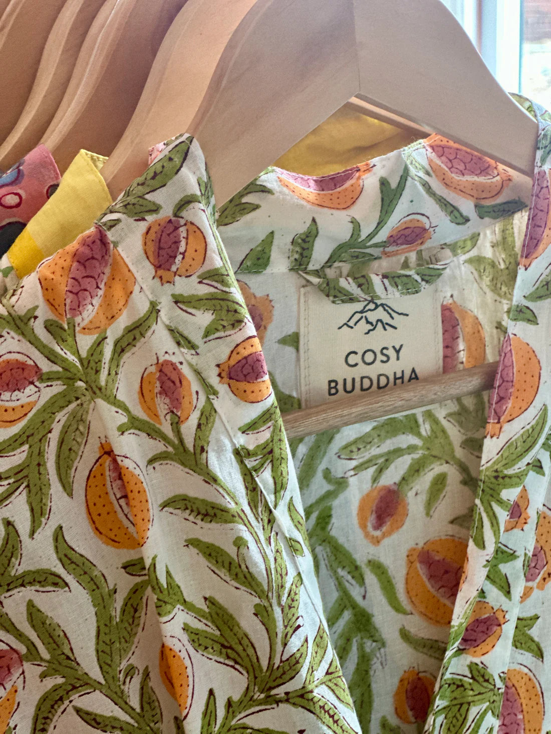 Cotton Block Printed Dressing Gown pomegranate