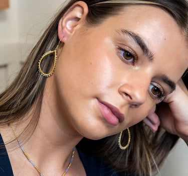 Gold plated teardrop earrings with moonstone beads