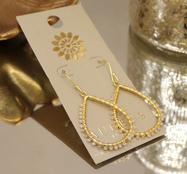 Gold plated teardrop earrings with moonstone beads