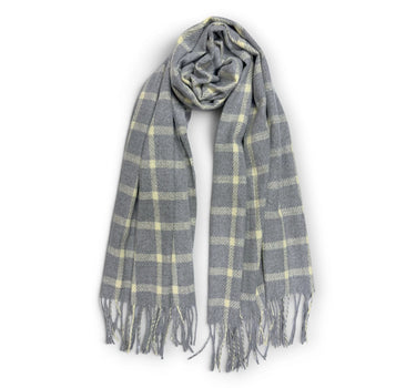 Grid Check Tartan Print Wool Blend Winter Scarf